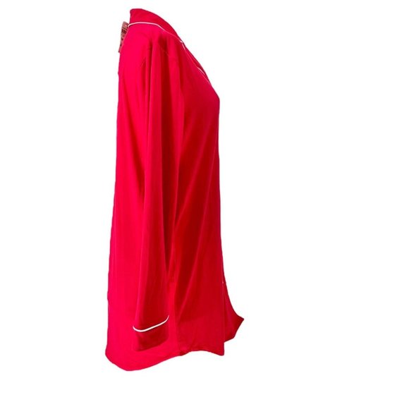 Charter Club Intimates Sleep Shirt Women's S Candy Red Believe LS Button NWT - Picture 3 of 10